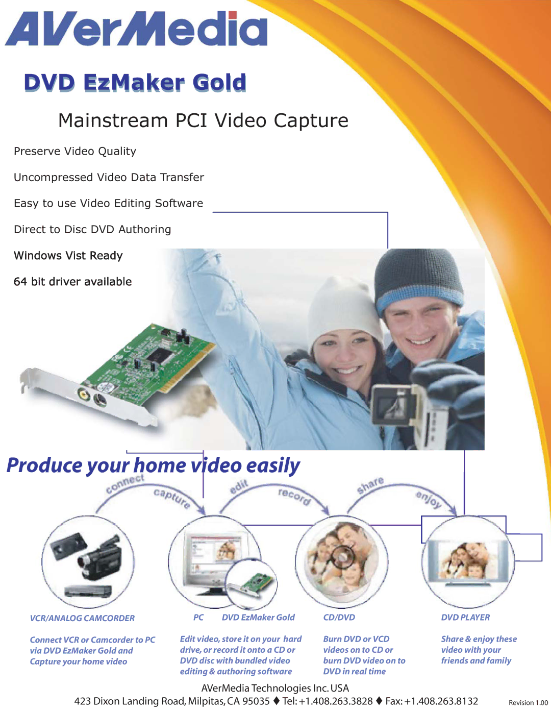 AVerMedia Technologies Mainstream PCI Video Capture manual DVD EzMaker Gold, Produce your home viideo easily 