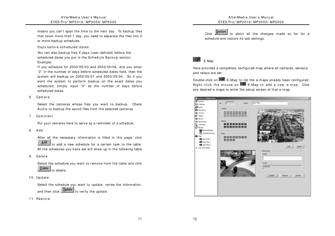 AVerMedia Technologies MP5000, MP2016, MP3000 user manual Days before scheduled dates, Camera 