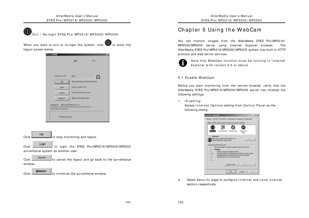 AVerMedia Technologies MP5000, MP2016, MP3000 user manual Using the WebCam, Enable WebCam 