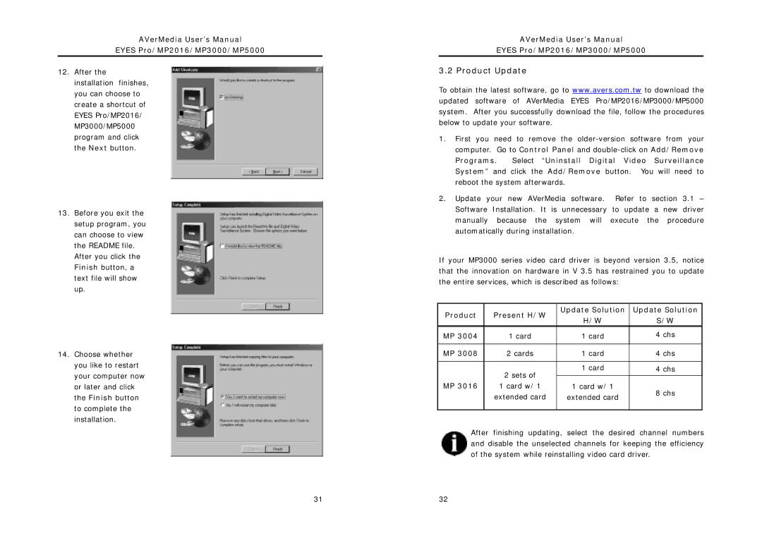 AVerMedia Technologies MP3000, MP2016, MP5000 user manual Product Update, Product Present H/W 