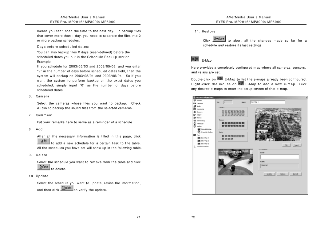 AVerMedia Technologies MP5000, MP2016, MP3000 user manual Days before scheduled dates, Camera 