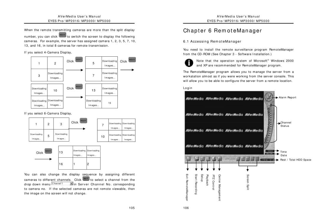 AVerMedia Technologies MP2016, MP5000, MP3000 user manual Accessing RemoteManager, Login 