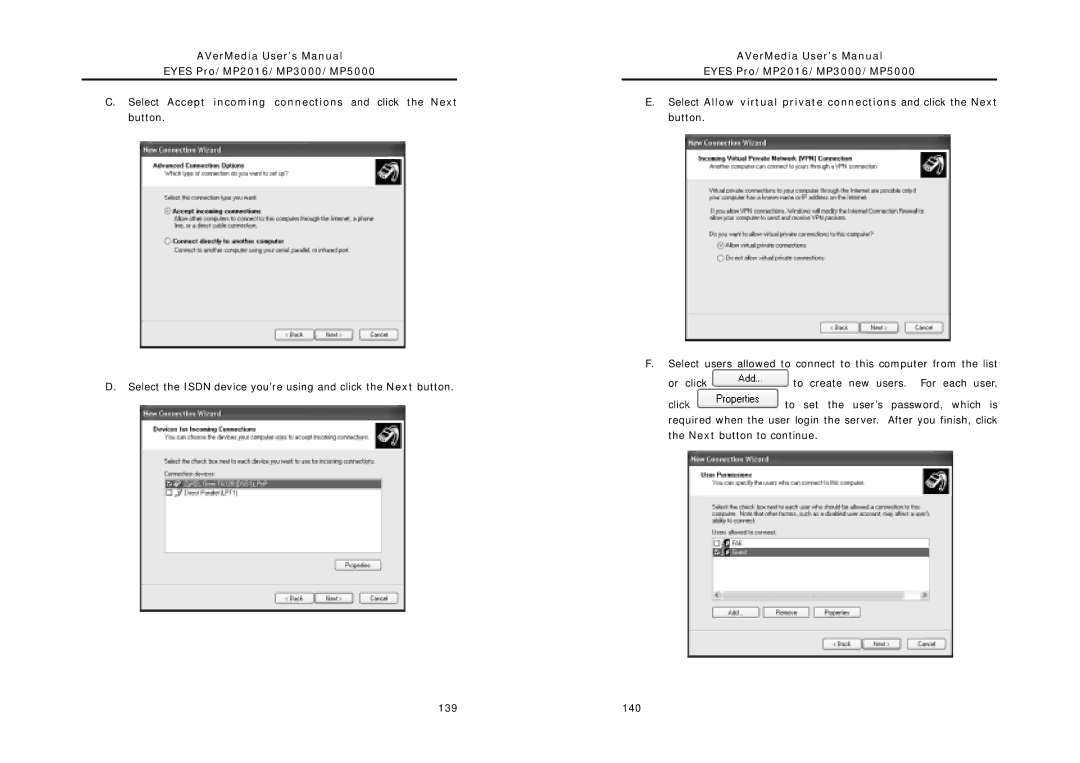 AVerMedia Technologies MP3000, MP2016, MP5000 user manual 140 