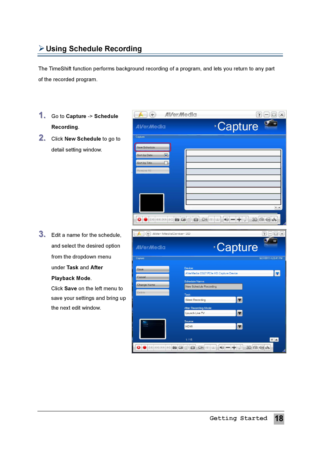 AVerMedia Technologies MTVHDDVRR user manual  Using Schedule Recording, Playback Mode 