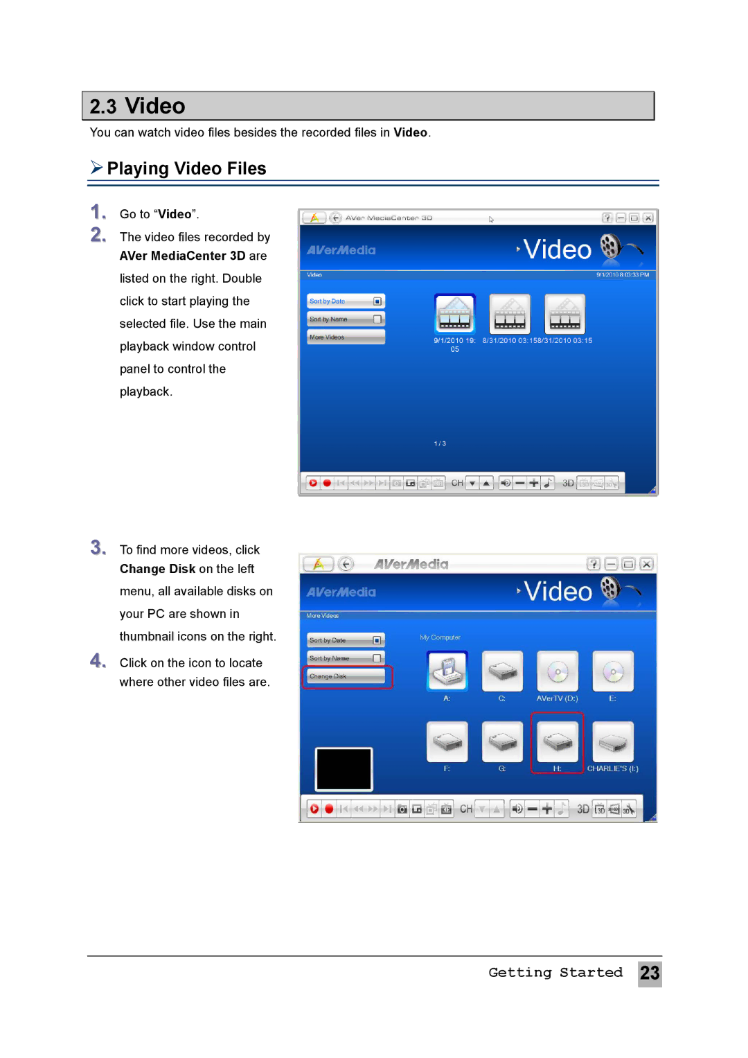 AVerMedia Technologies MTVHDDVRR user manual  Playing Video Files 