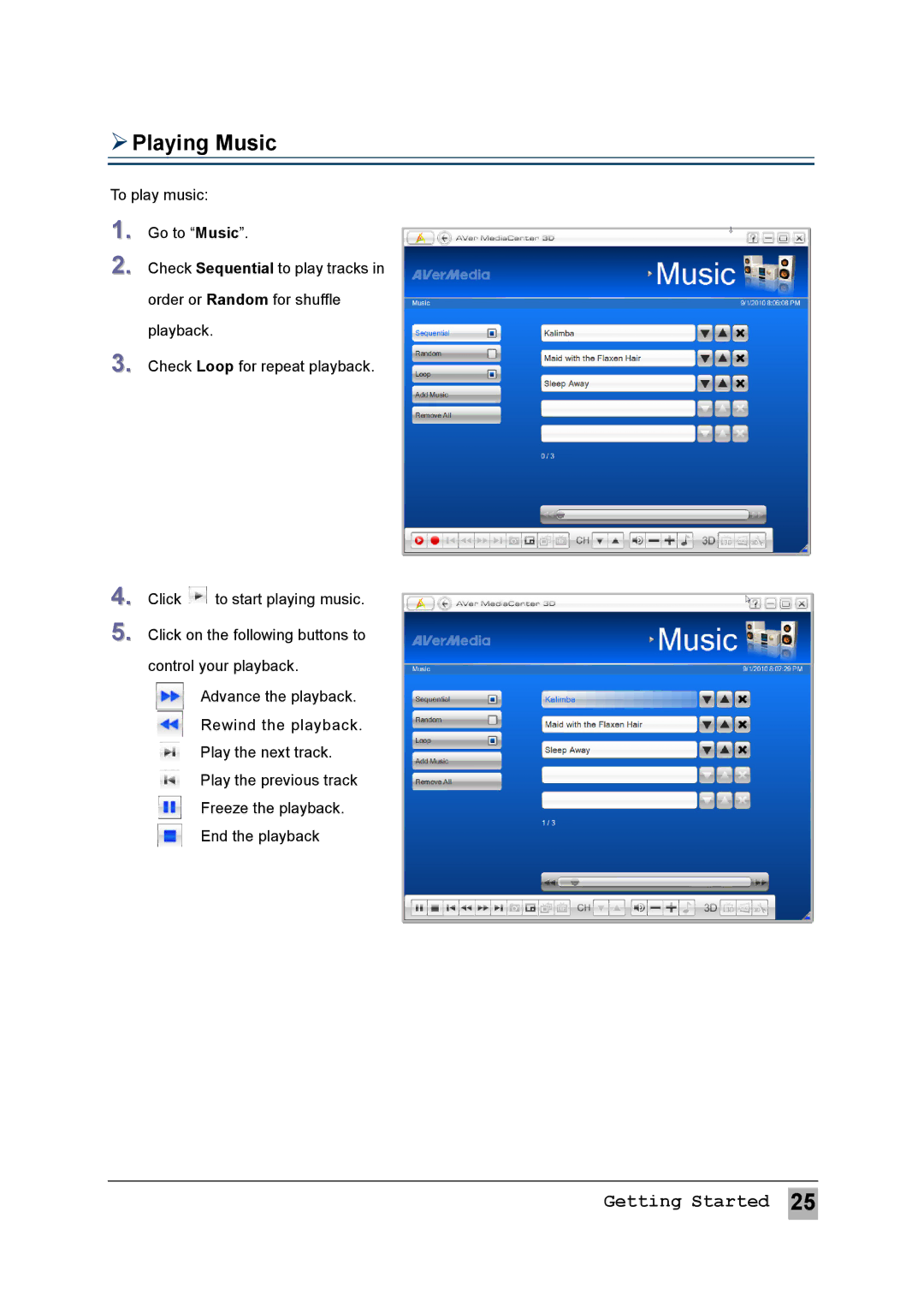 AVerMedia Technologies MTVHDDVRR user manual  Playing Music 