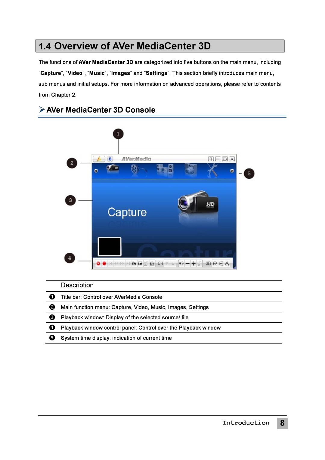 AVerMedia Technologies MTVHDDVRR user manual Overview of AVer MediaCenter 3D,  AVer MediaCenter 3D Console, Introduction 