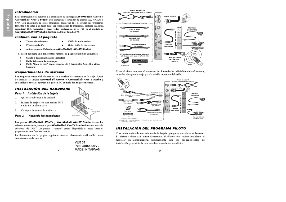 AVerMedia Technologies none manual Introducción, Incluido con el paquete, Requerimientos de sistema, Español 