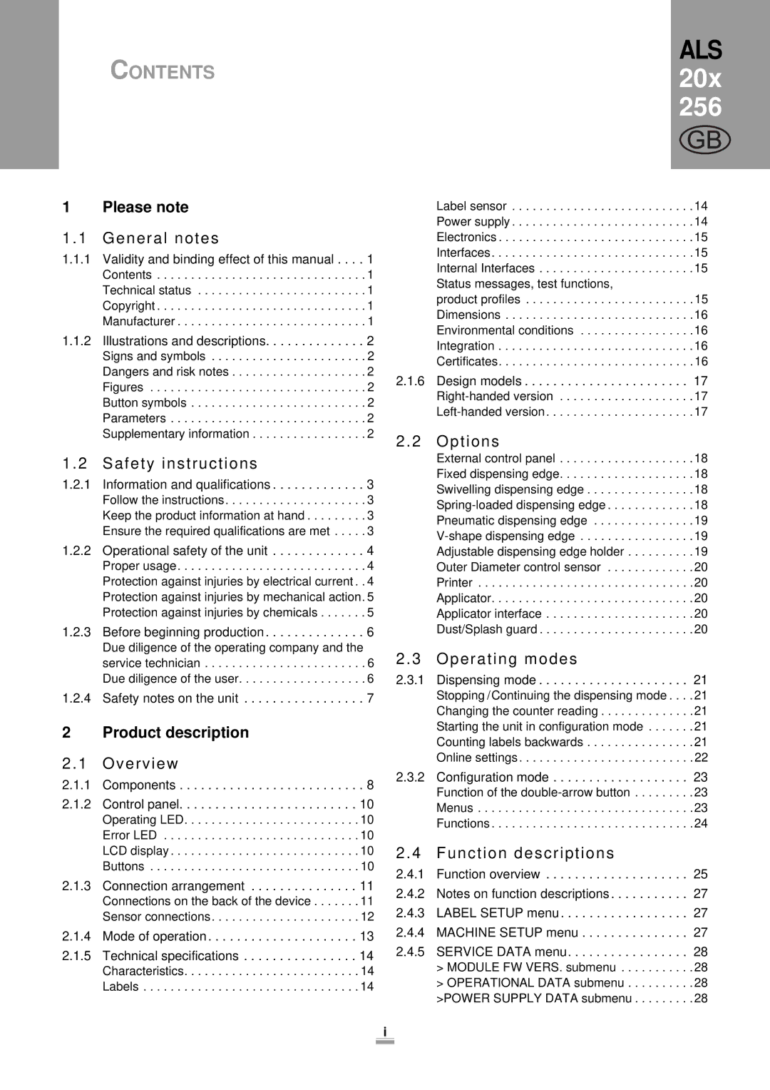 Avery 204, 206, 256 manual Please note, Product description 