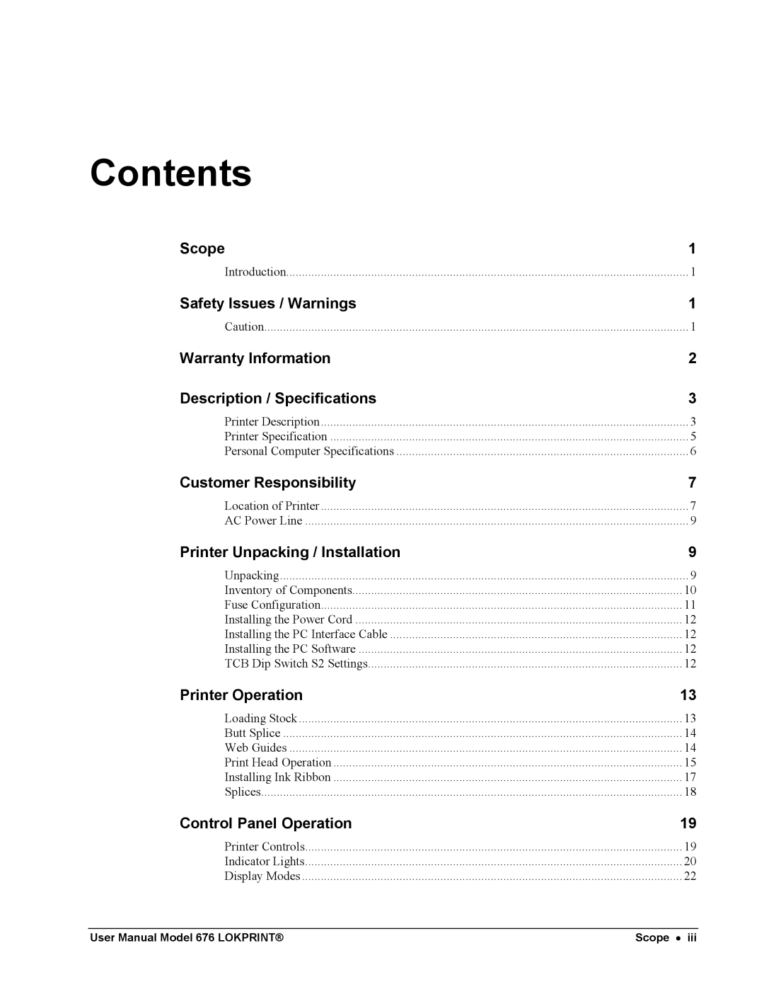 Avery 676 user manual Contents 