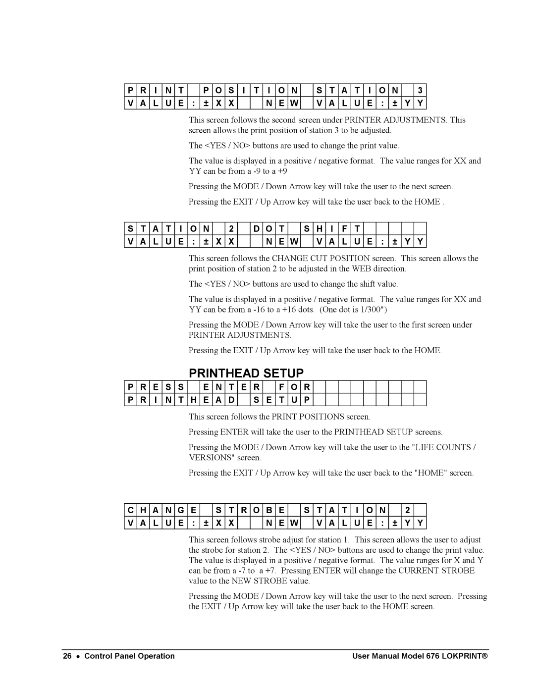 Avery 676 user manual Printhead Setup 