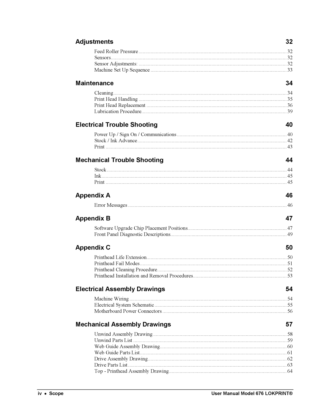 Avery 676 user manual Adjustments 