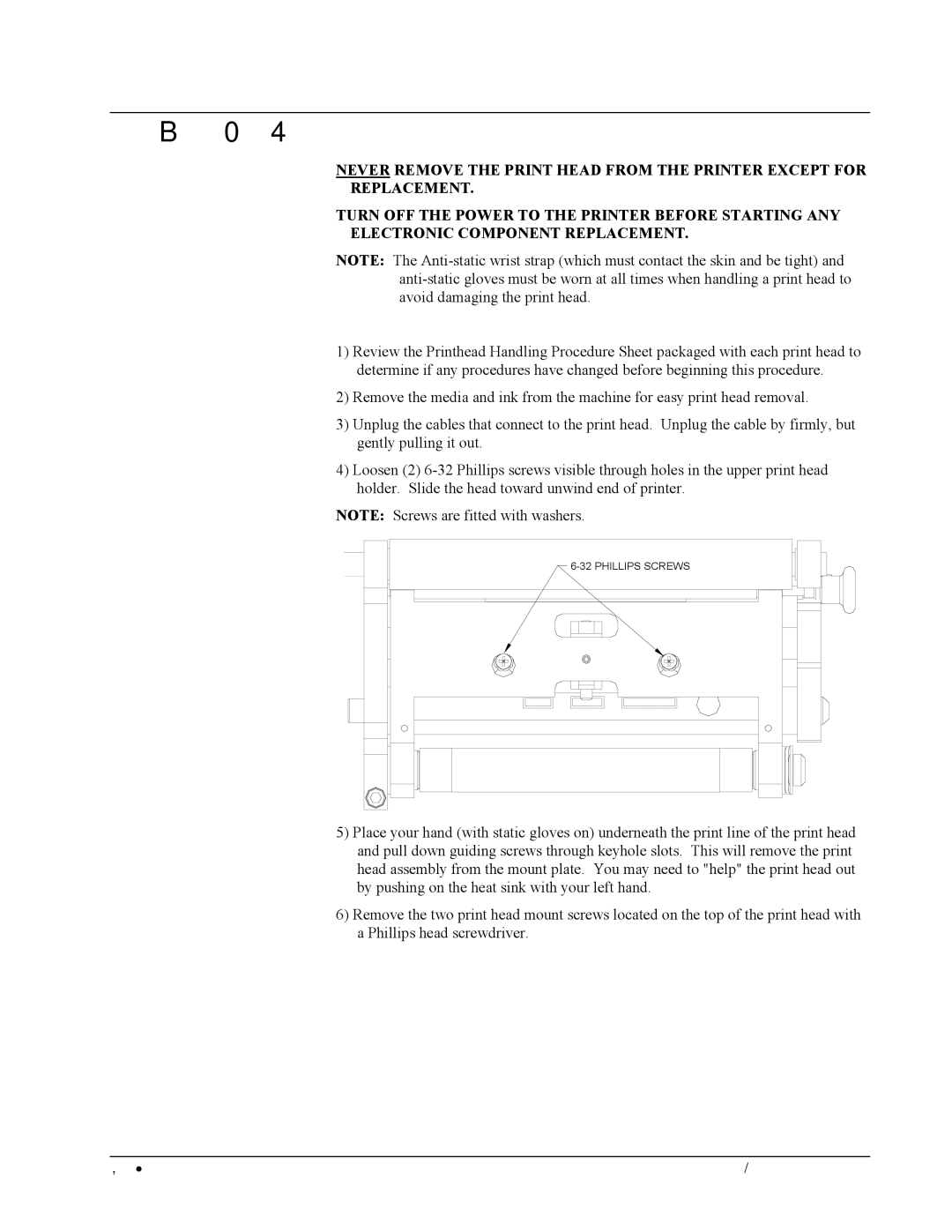 Avery 676 user manual Print Head Replacement 