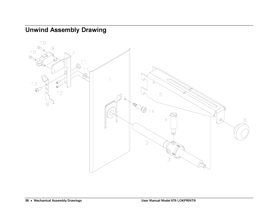 Avery 676 user manual Unwind Assembly Drawing 