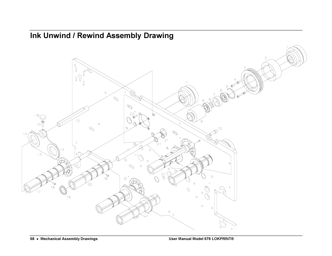 Avery 676 user manual Ink Unwind / Rewind Assembly Drawing 