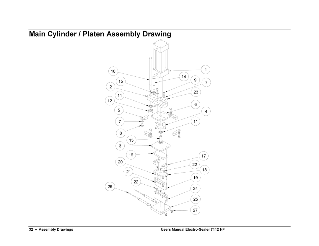 Avery 7112 HF user manual Main Cylinder / Platen Assembly Drawing 