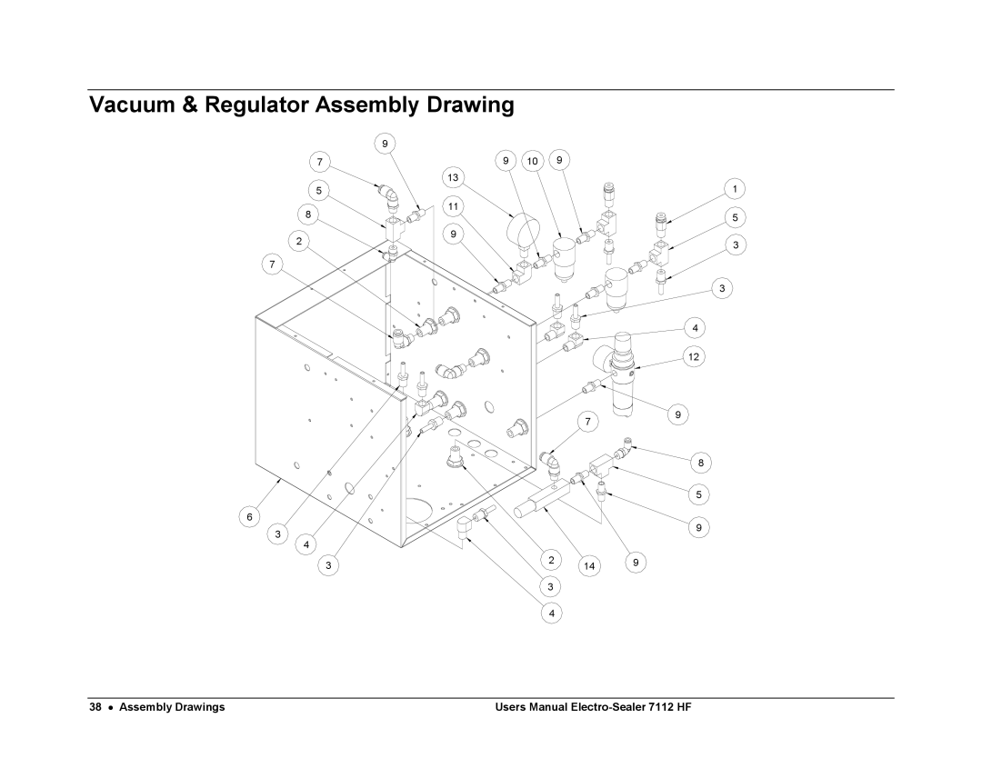 Avery 7112 HF user manual Vacuum & Regulator Assembly Drawing 