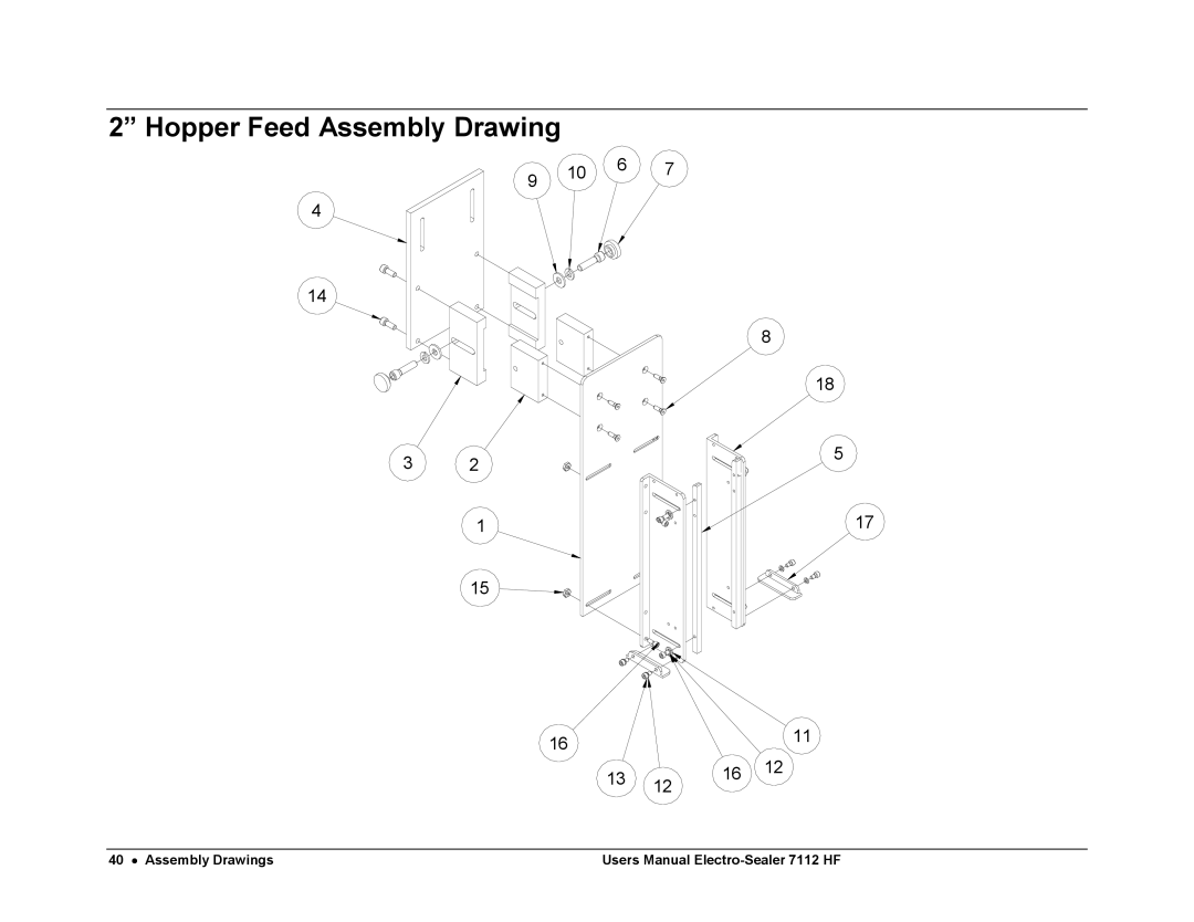 Avery 7112 HF user manual Hopper Feed Assembly Drawing 