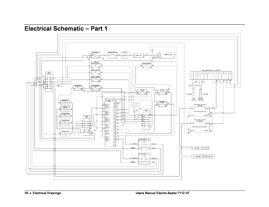 Avery user manual Electrical Schematic - Part, Electrical Drawings, Users Manual Electro-Sealer 7112 HF 