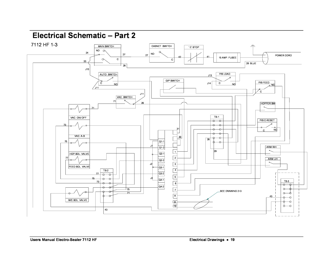 Avery 7112 HF user manual Electrical Schematic - Part, Electrical Drawings, P/B Feed, Arm R/H, Feed Sol. Valve 