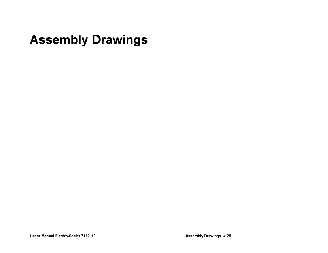 Avery user manual Assembly Drawings, Users Manual Electro-Sealer 7112 HF 