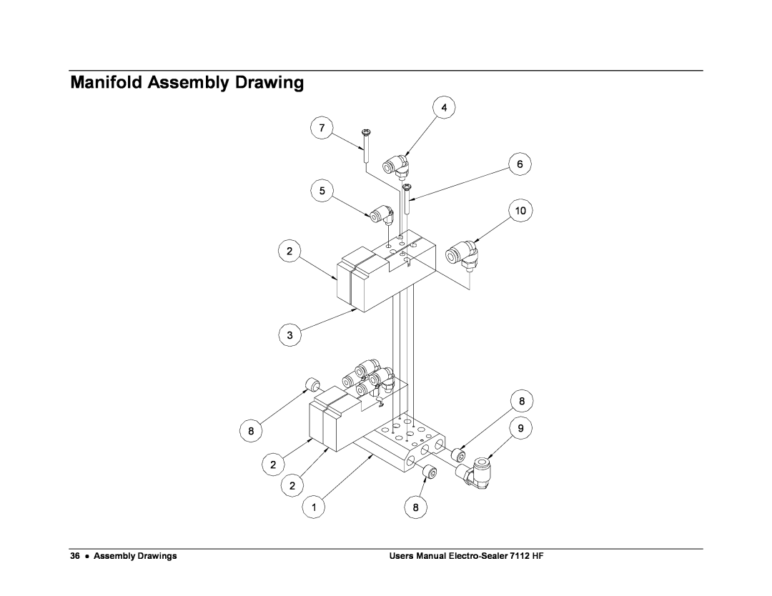 Avery user manual Manifold Assembly Drawing, Assembly Drawings, Users Manual Electro-Sealer 7112 HF 