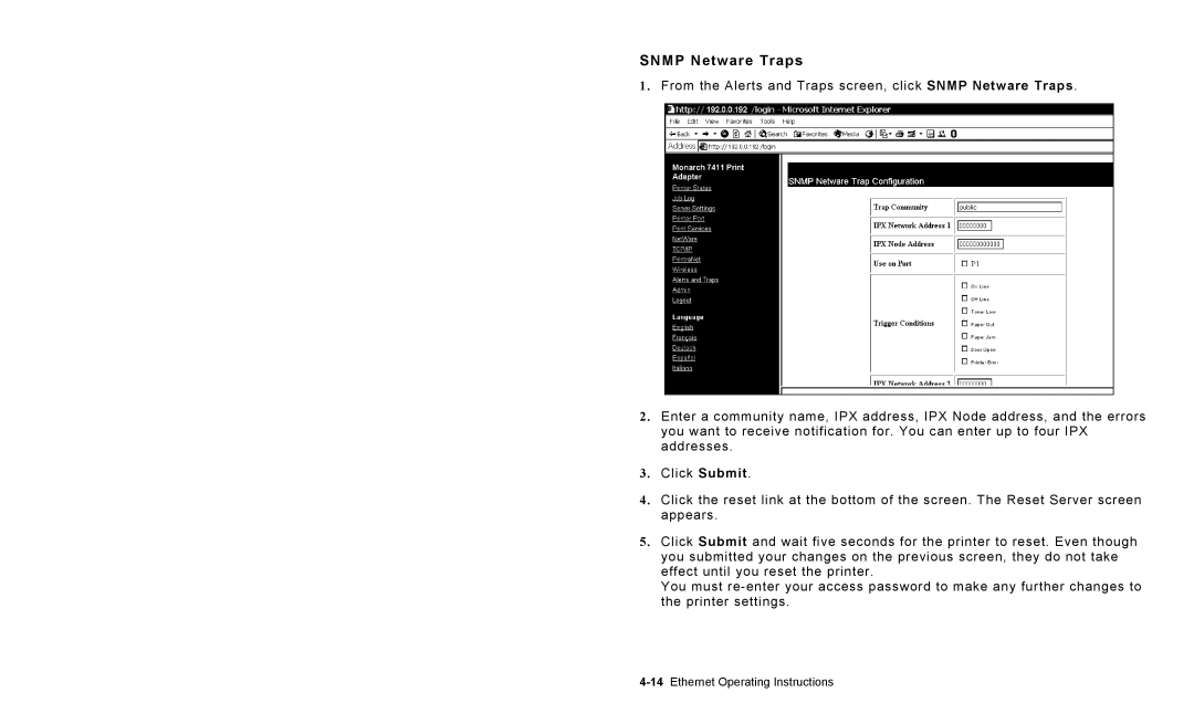 Avery 7411 manual Snmp Netware Traps 