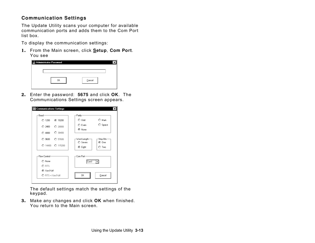 Avery 9416 manual Communication Settings 