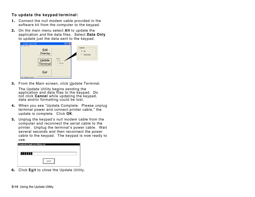 Avery 9416 manual To update the keypad/terminal 