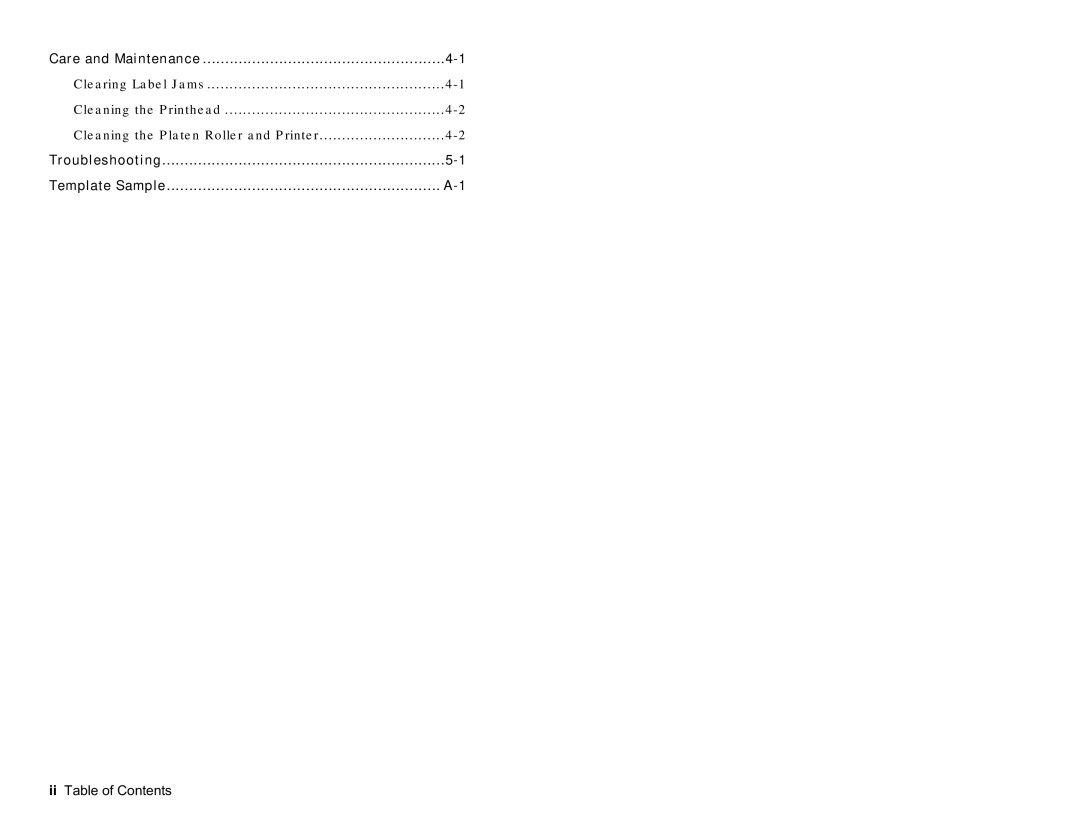 Avery 9416 manual Care and Maintenance, Troubleshooting Template Sample 