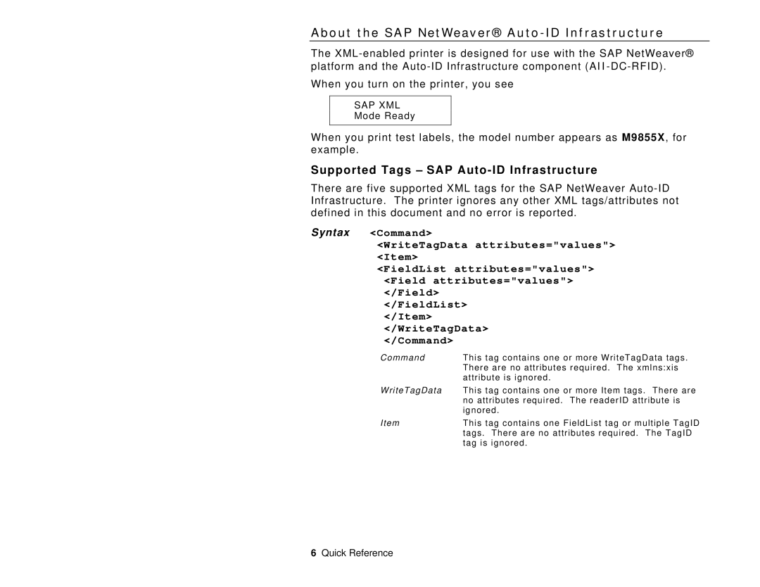 Avery 9860, 9825, 9855 manual Supported Tags SAP Auto-ID Infrastructure 