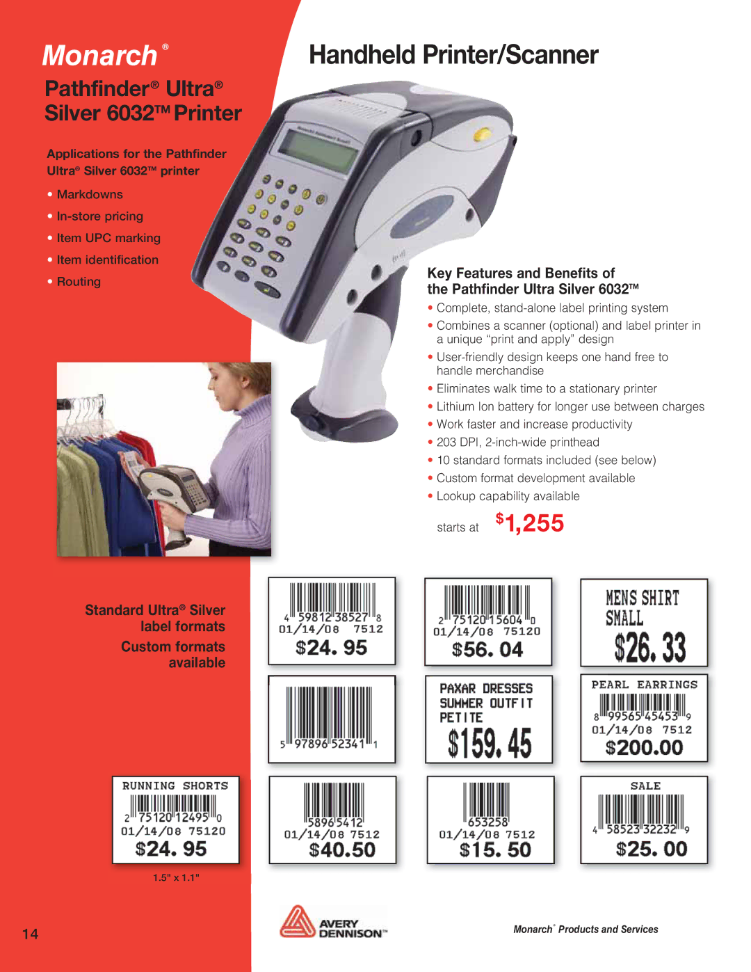 Avery 6039, 9860, 9864, 9825, 9855, 9854 Handheld Printer/Scanner, Key Features and Benefits Pathfinder Ultra Silver 6032TM 