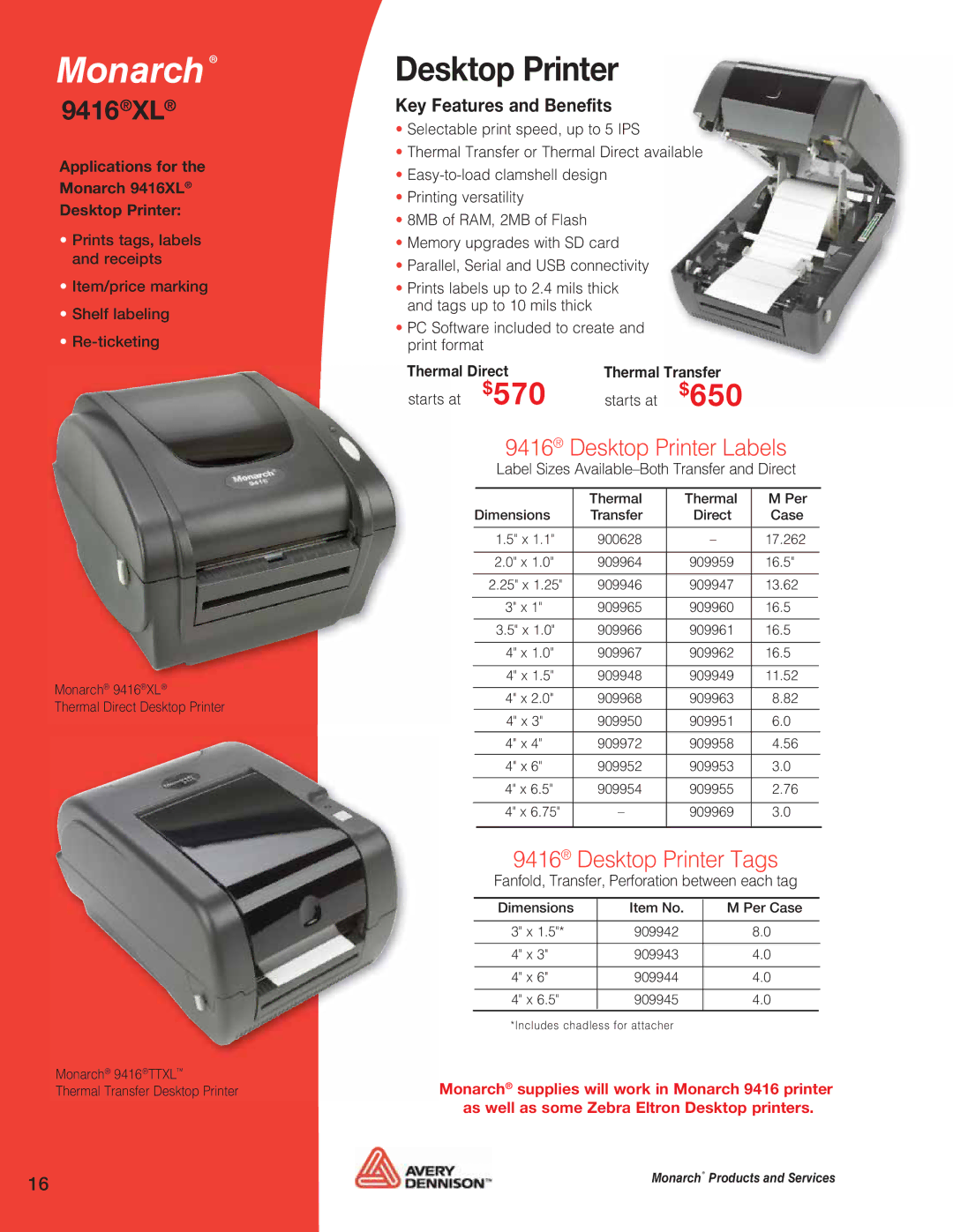 Avery 9416, 9860, 9864, 9825, 9855, 9854, 6032, 6039, 9800 manual Desktop Printer Labels, Desktop Printer Tags 