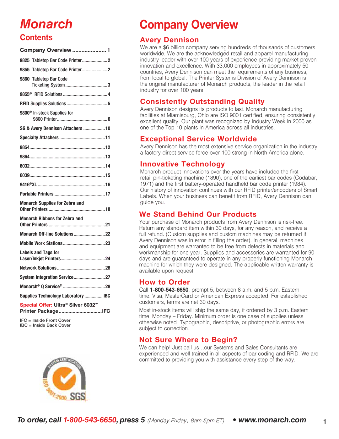 Avery 9825, 9860, 9864, 9855, 9854, 6032, 6039, 9800, 9416 manual Company Overview 