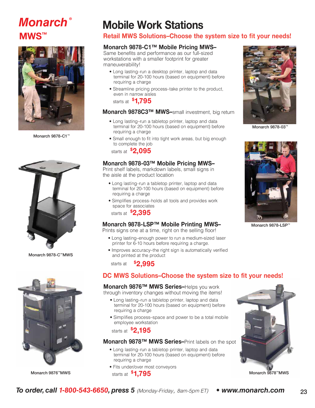 Avery 6039, 9860, 9864, 9825 Mobile Work Stations, Monarch 9878-C1 Mobile Pricing MWS, Monarch 9878-03 Mobile Pricing MWS 