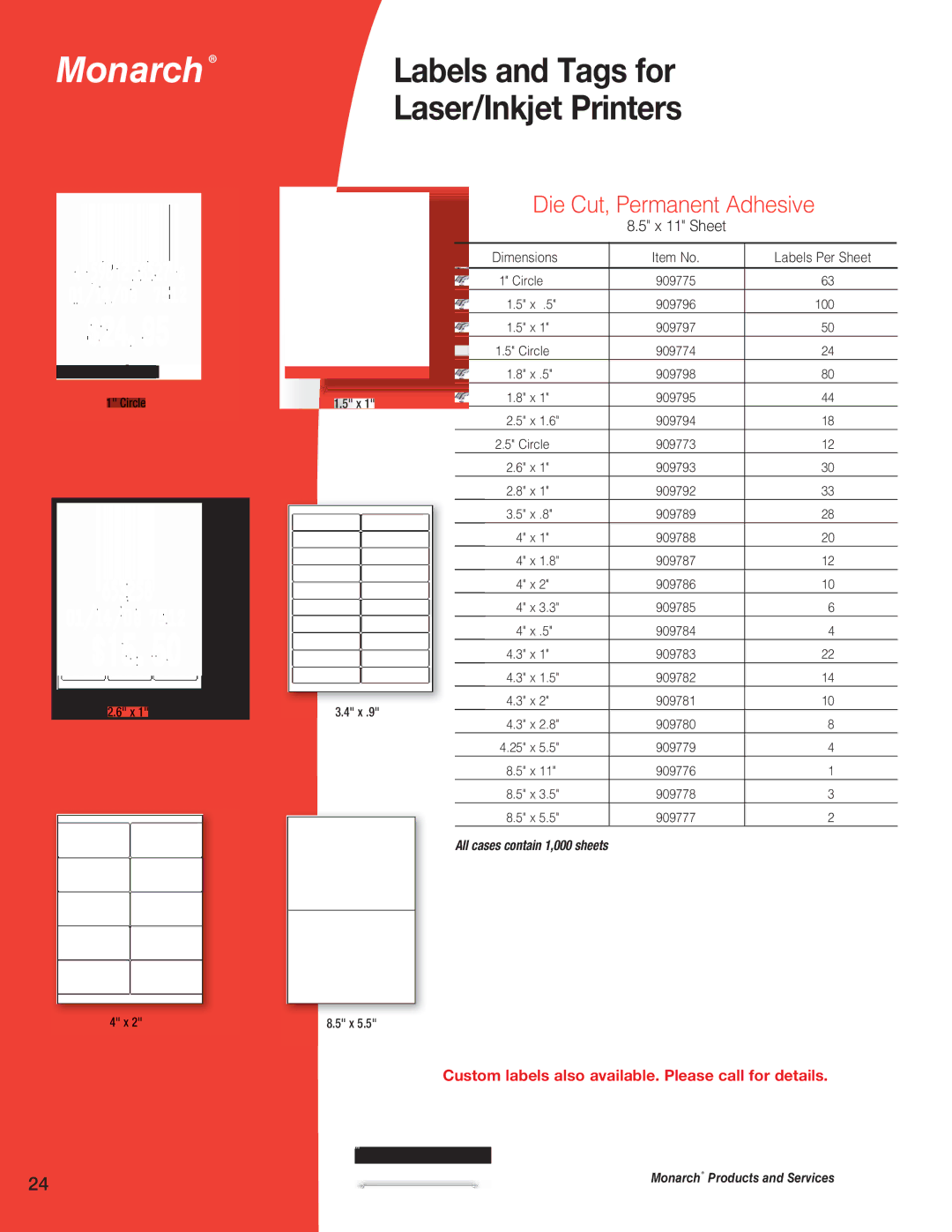 Avery 9800, 9860, 9864, 9825, 9855, 9854, 6032, 6039, 9416 manual Adhesivehesive, Labels Per Sheet 