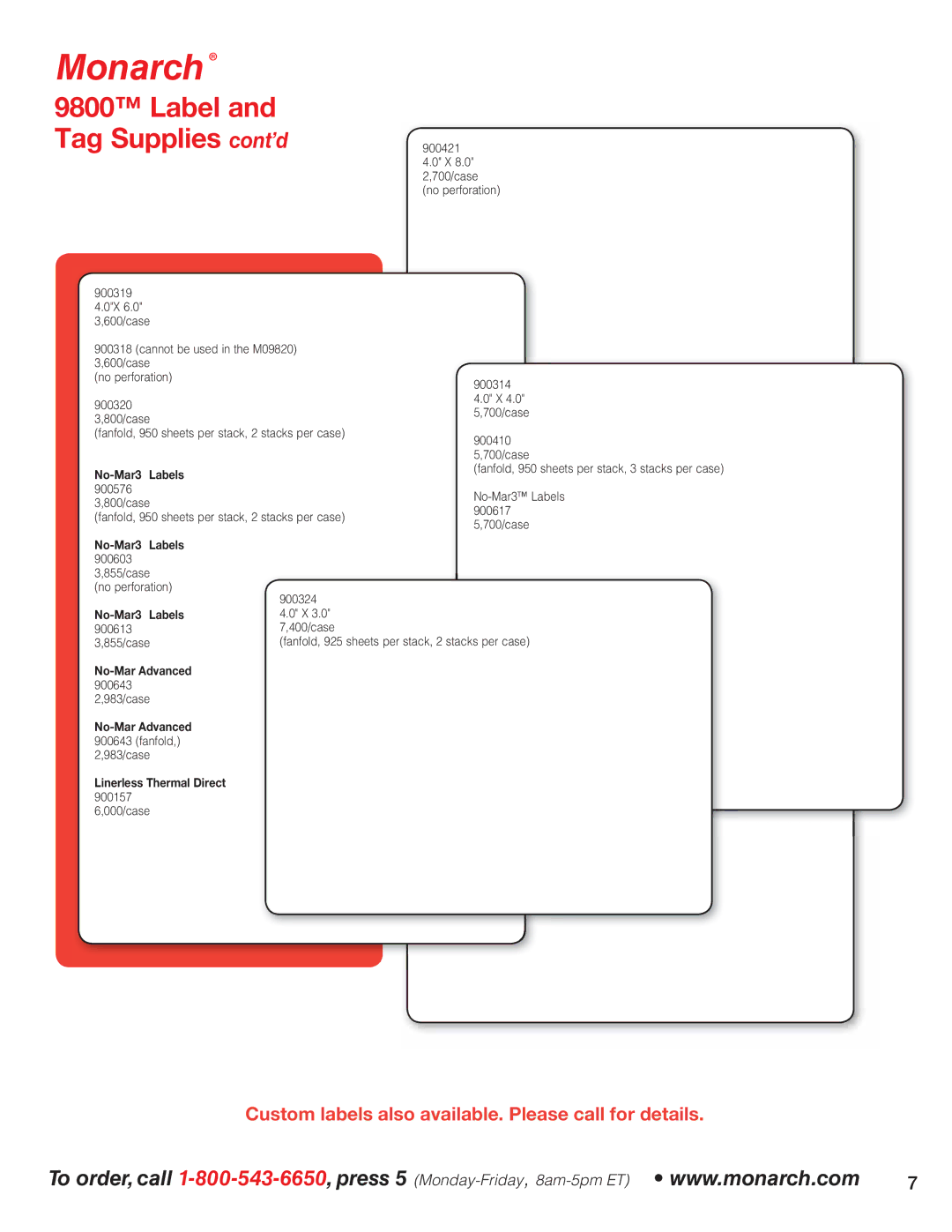 Avery 9416, 9860, 9864, 9825, 9855, 9854, 6032, 6039, 9800 manual Label and Tag Supplies cont’d 