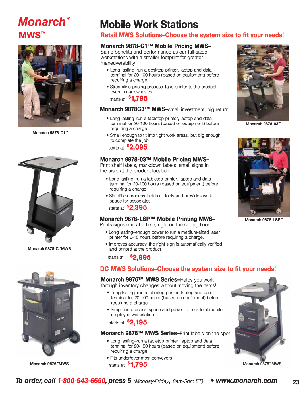 Avery 6039 Mobile Work Stations, Monarch 9878-C1 Mobile Pricing MWS, Monarch 9878-03 Mobile Pricing MWS, 1,795, starts at 