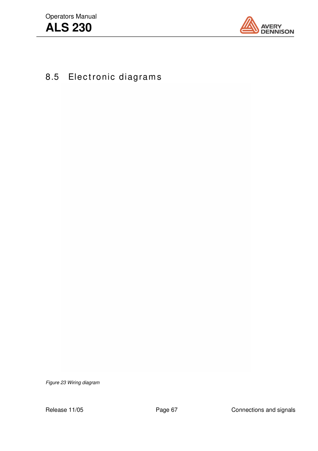 Avery ALS 230 manual Electronic diagrams, Wiring diagram 