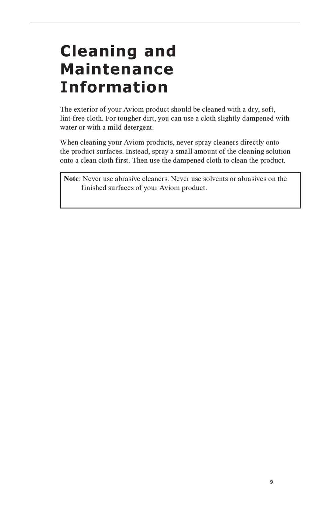 Aviom A-16II manual Cleaning Maintenance Information 