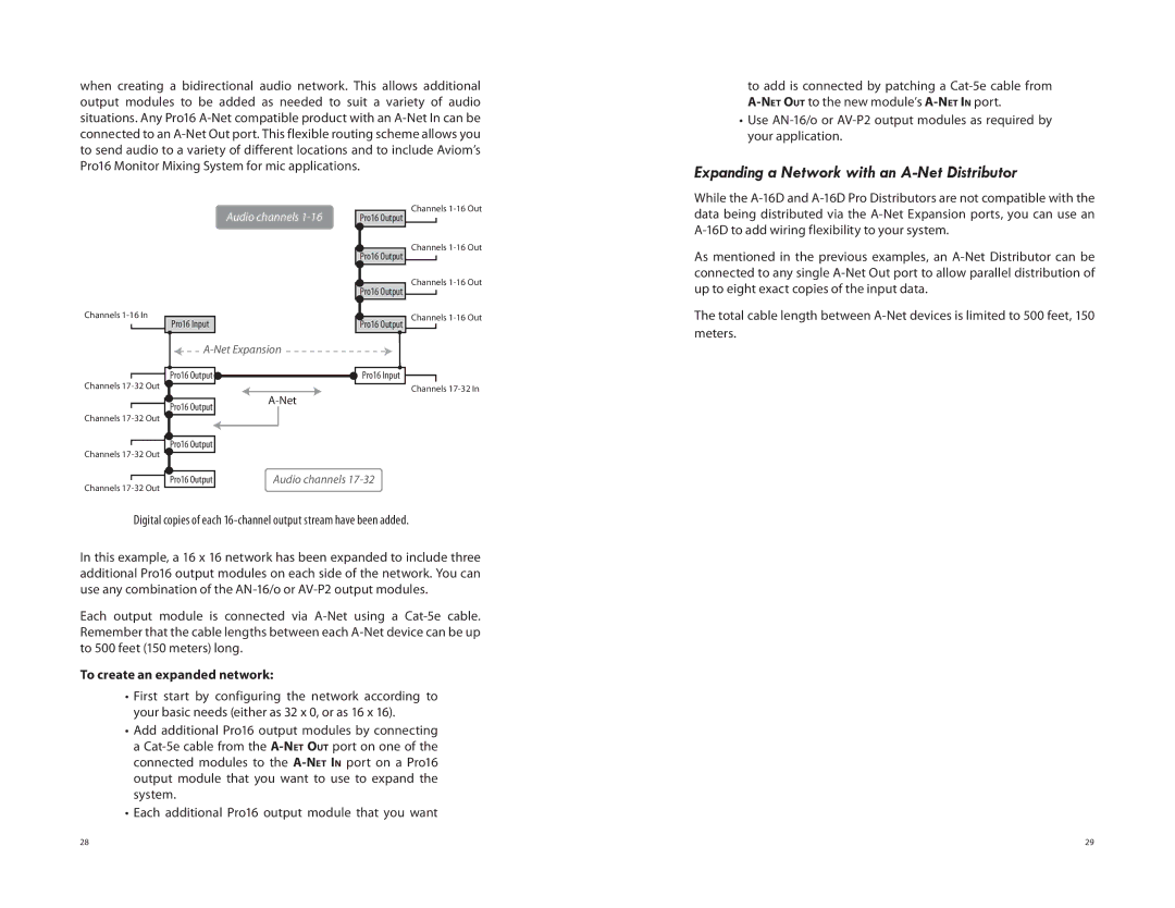 Aviom AV-P2 manual Expanding a Network with an A-Net Distributor, To create an expanded network 