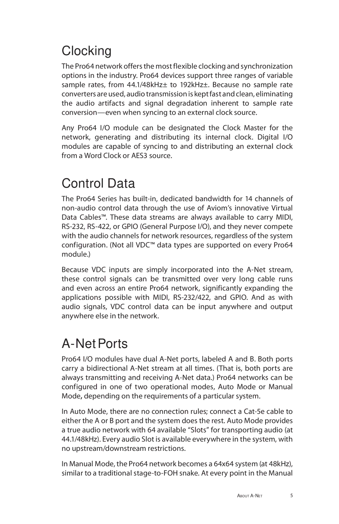 Aviom MH10f, MH10m manual Clocking, Control Data, Net Ports 