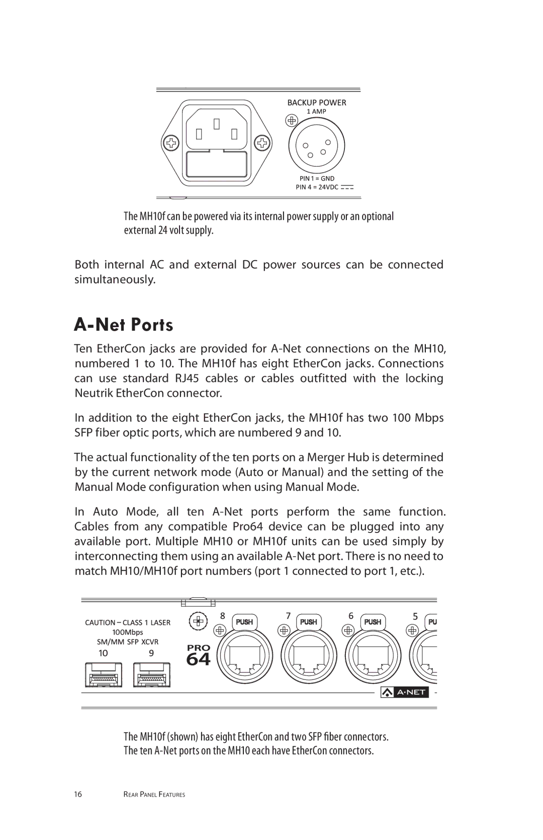 Aviom MH10m, MH10f manual Net Ports 