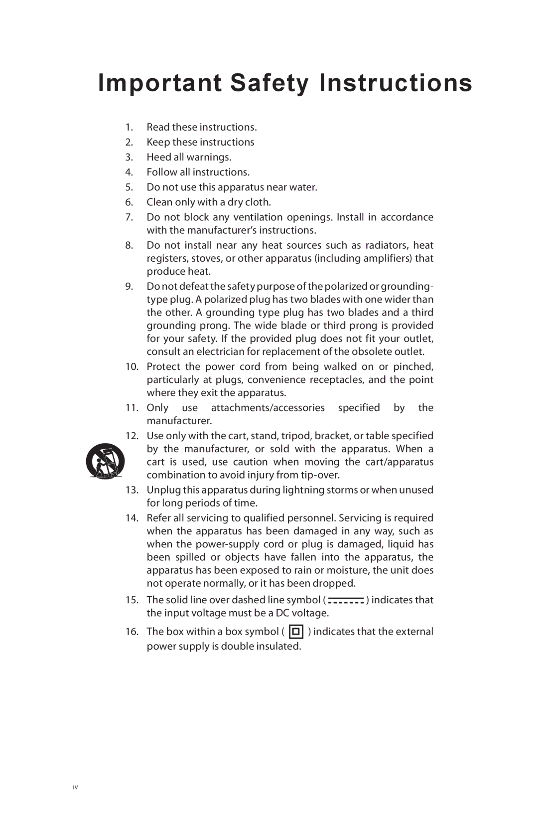 Aviom MH10m, MH10f manual Important Safety Instructions 