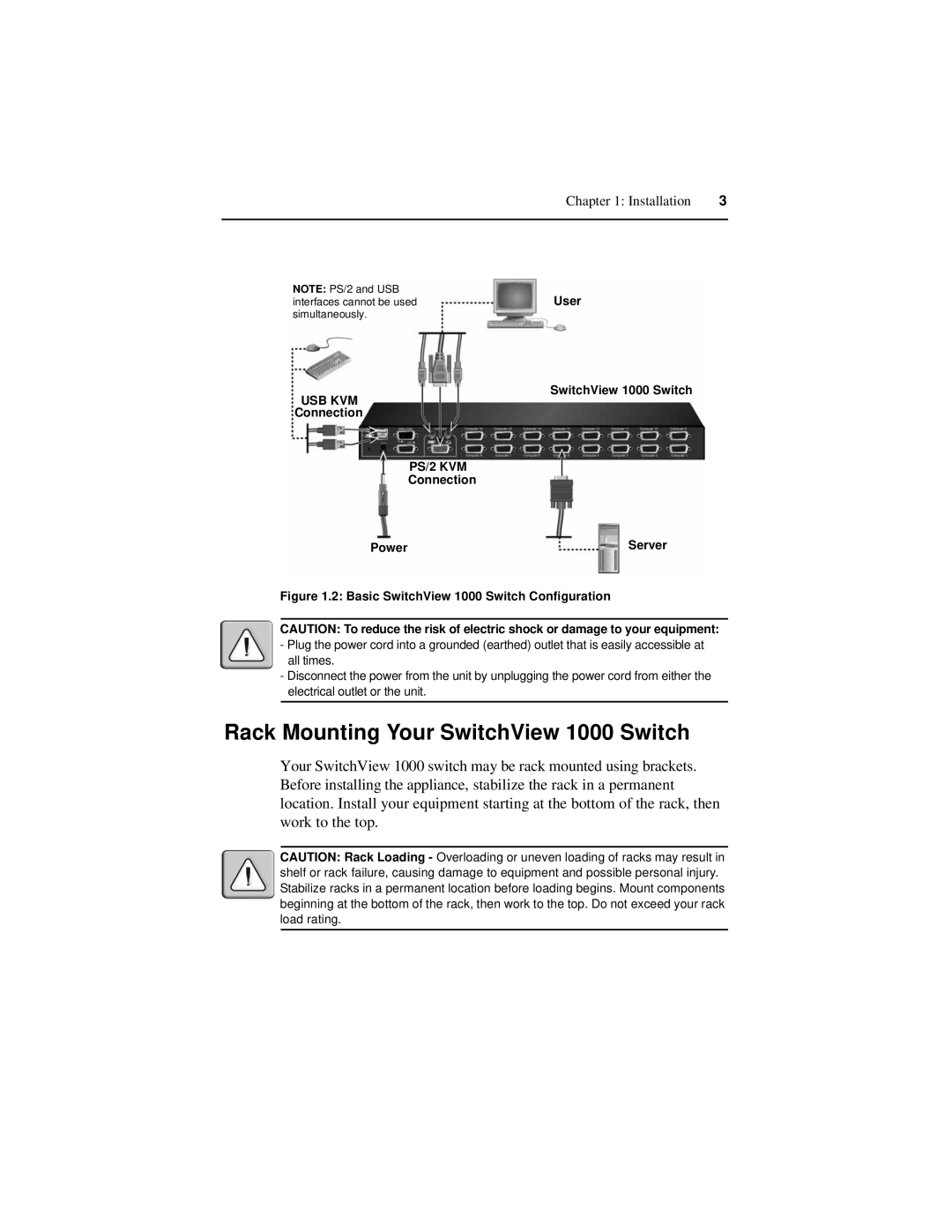 Avocent manual Rack Mounting Your SwitchView 1000 Switch 