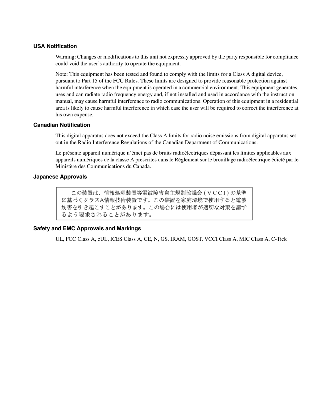 Avocent 2000, 1400, 1500 manual USA Notification Canadian Notification 