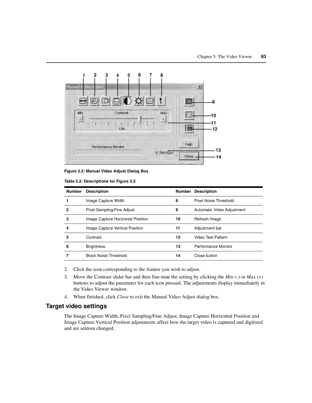 Avocent 3100, 3200, 3050 manual Target video settings 