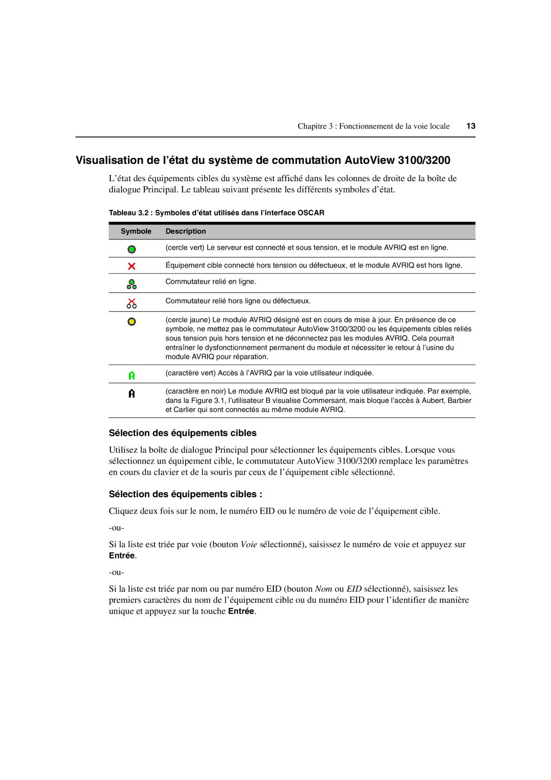 Avocent 3100/3200 manual Sélection des équipements cibles 