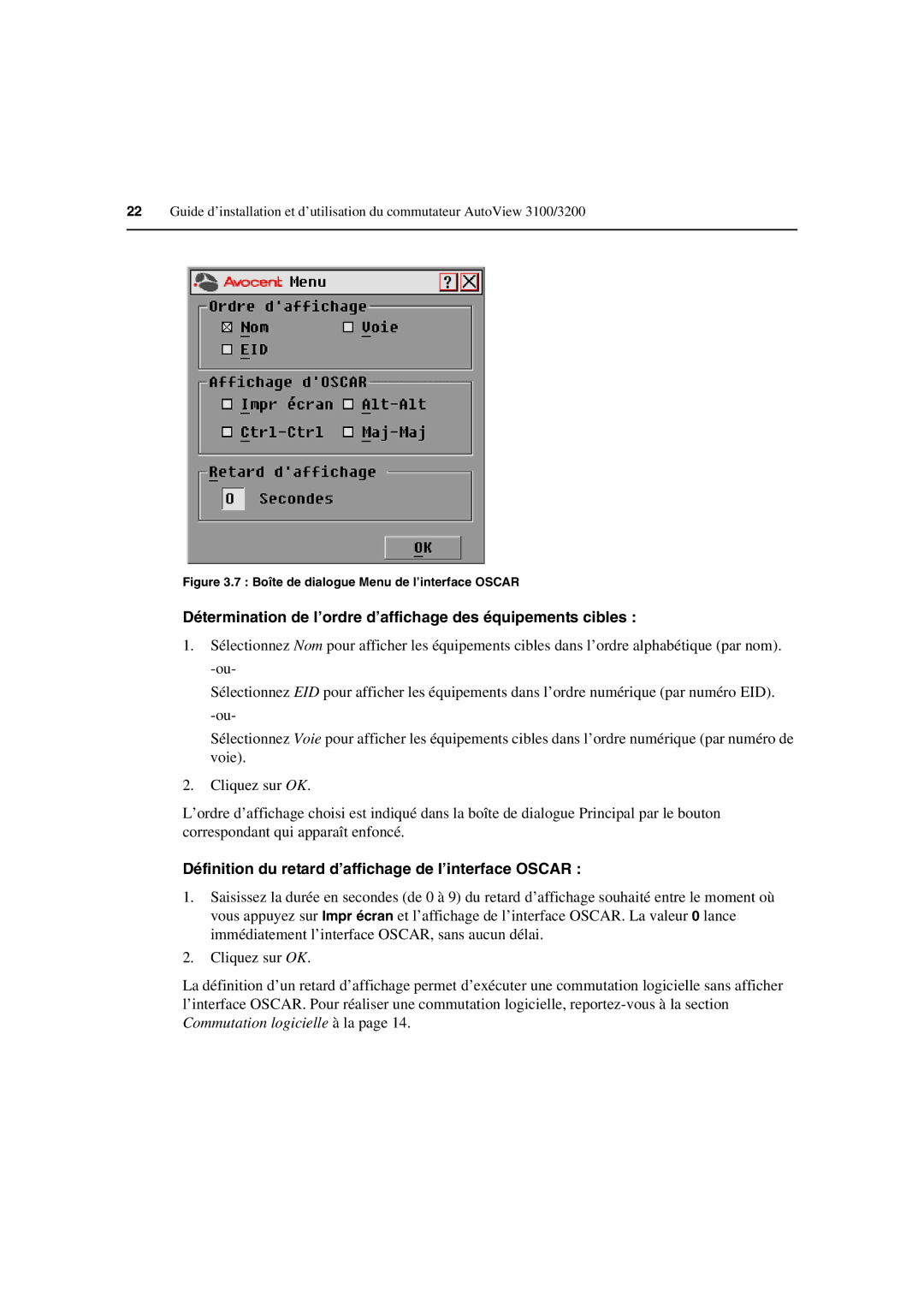 Avocent 3100/3200 manual Détermination de l’ordre d’affichage des équipements cibles 