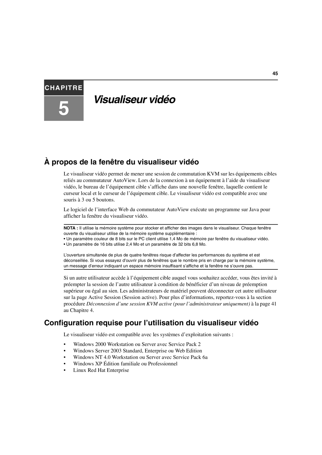 Avocent 3100/3200 manual Visualiseur vidéo, Propos de la fenêtre du visualiseur vidéo 